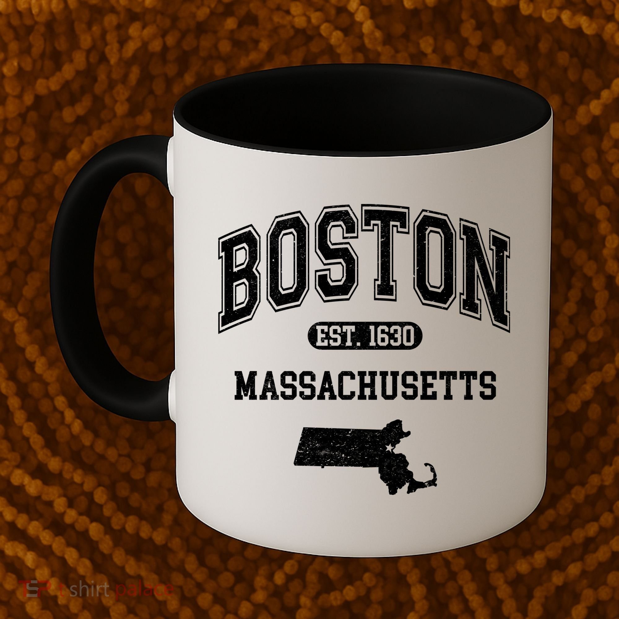 Boston Massachusetts Est. 1630 Varsity Coffee Mug