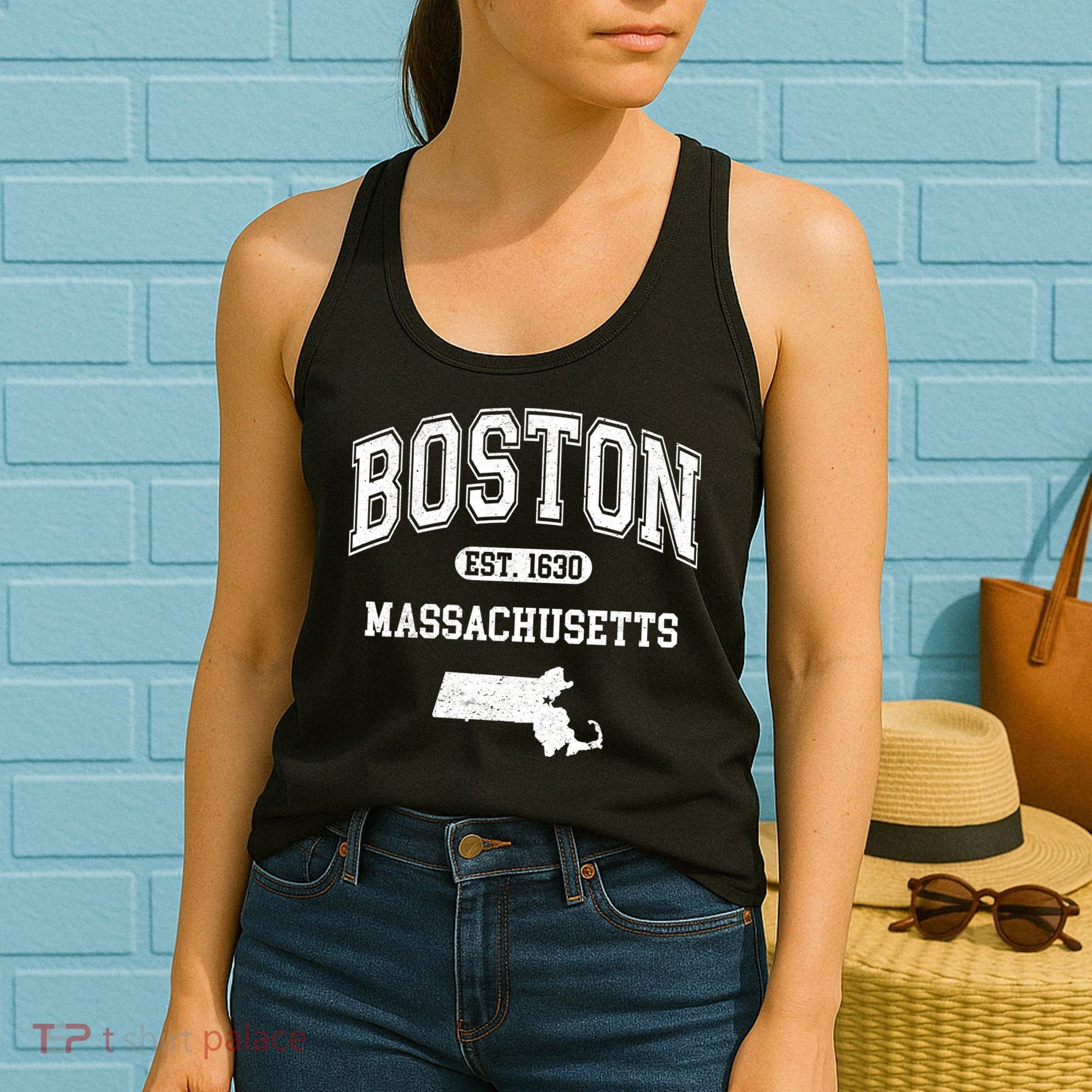 Boston Massachusetts Est. 1630 Varsity Women's Tank Top