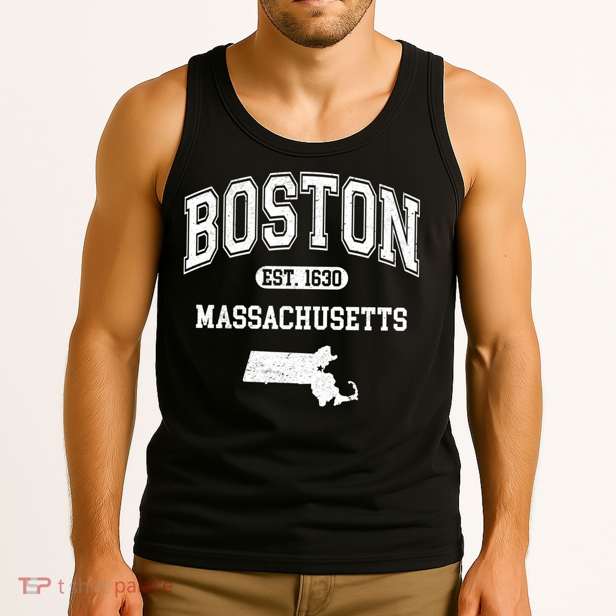 Boston Massachusetts Est. 1630 Varsity Tank Top