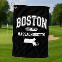Boston Massachusetts Est. 1630 Varsity Golf Towel thumb 1