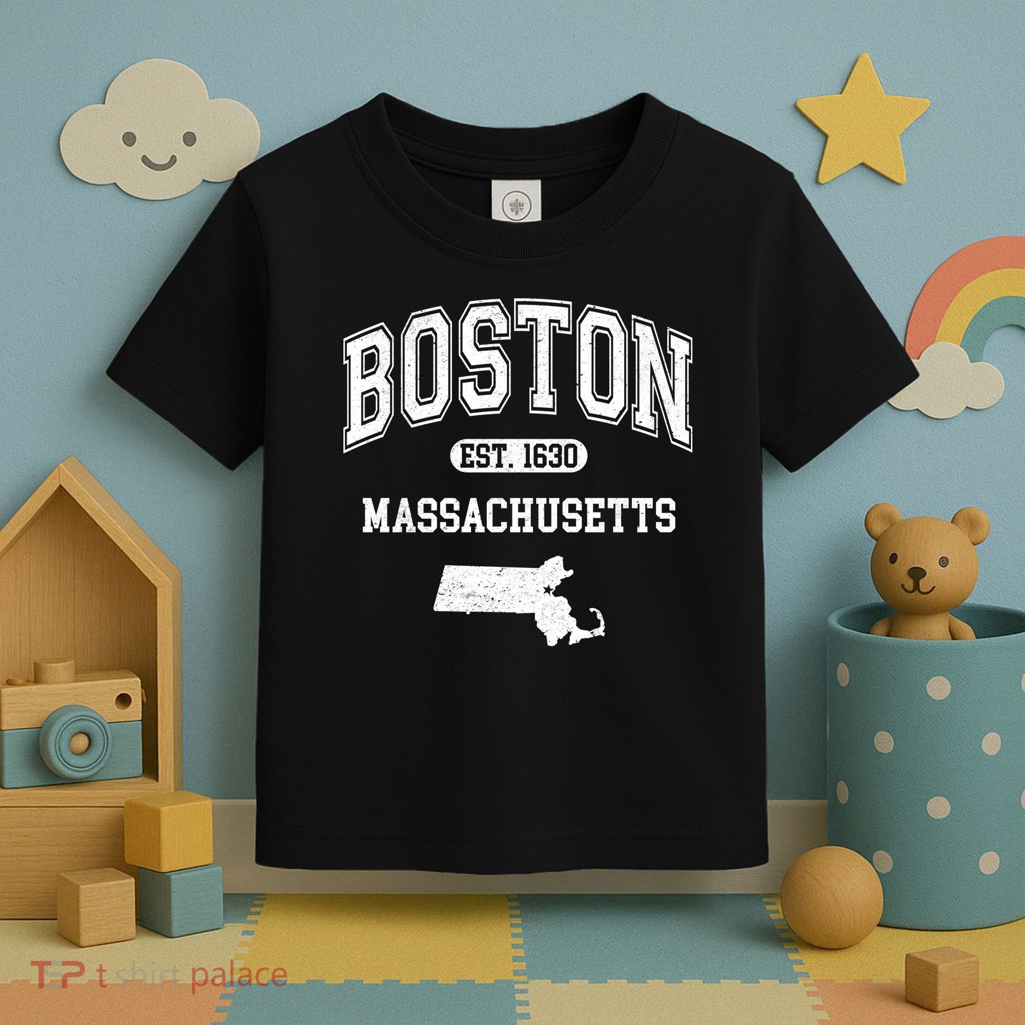 Boston Massachusetts Est. 1630 Varsity Toddler T-Shirt