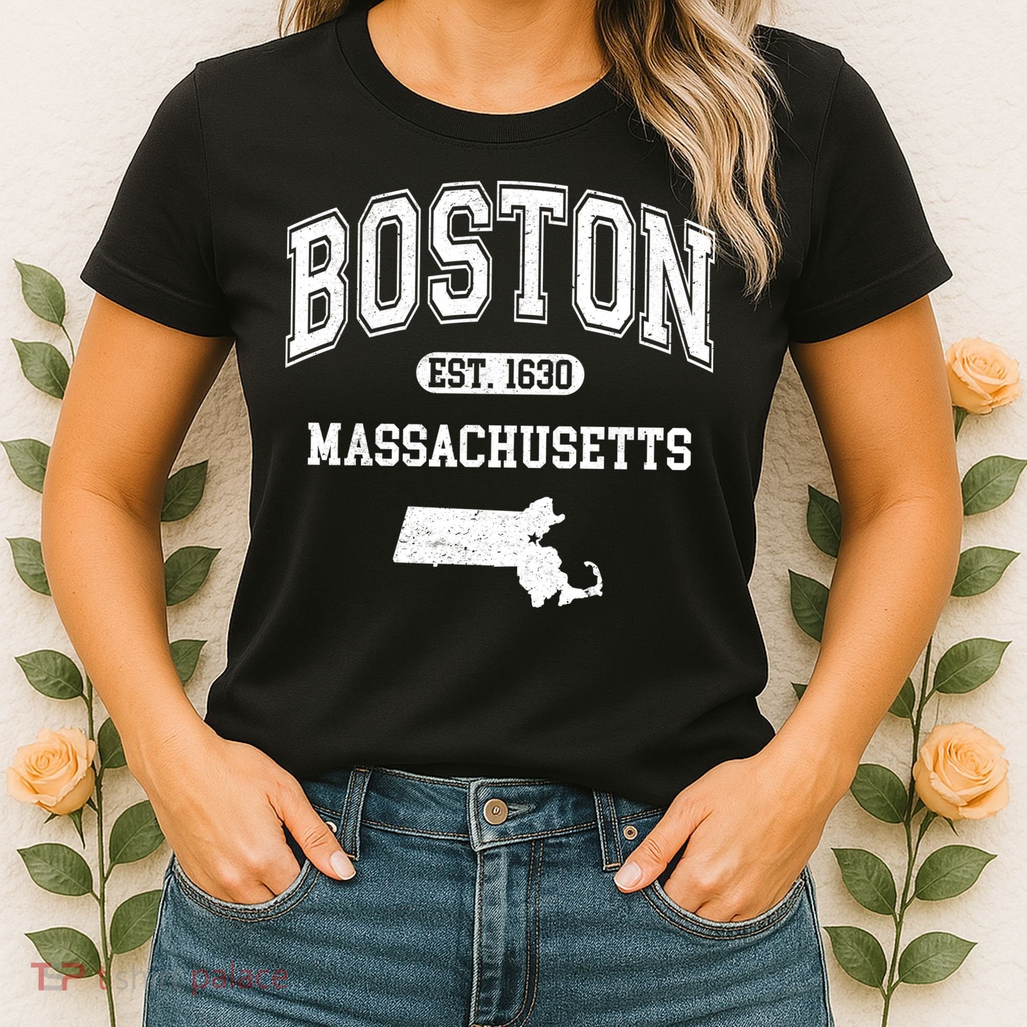 Boston Massachusetts Est. 1630 Varsity Women's T-Shirt