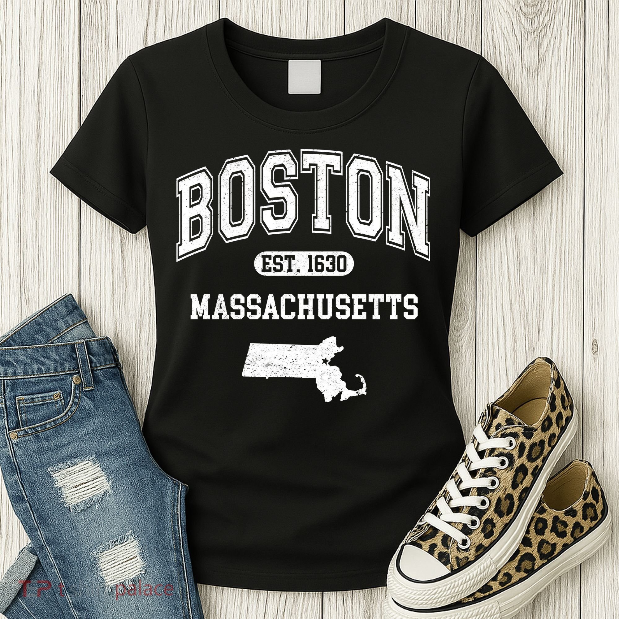 Boston Massachusetts Est. 1630 Varsity Women's T-Shirt