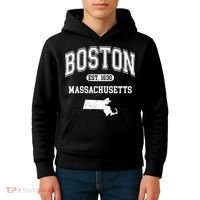 Boston Massachusetts Est. 1630 Varsity Kids Hoodie thumb 4