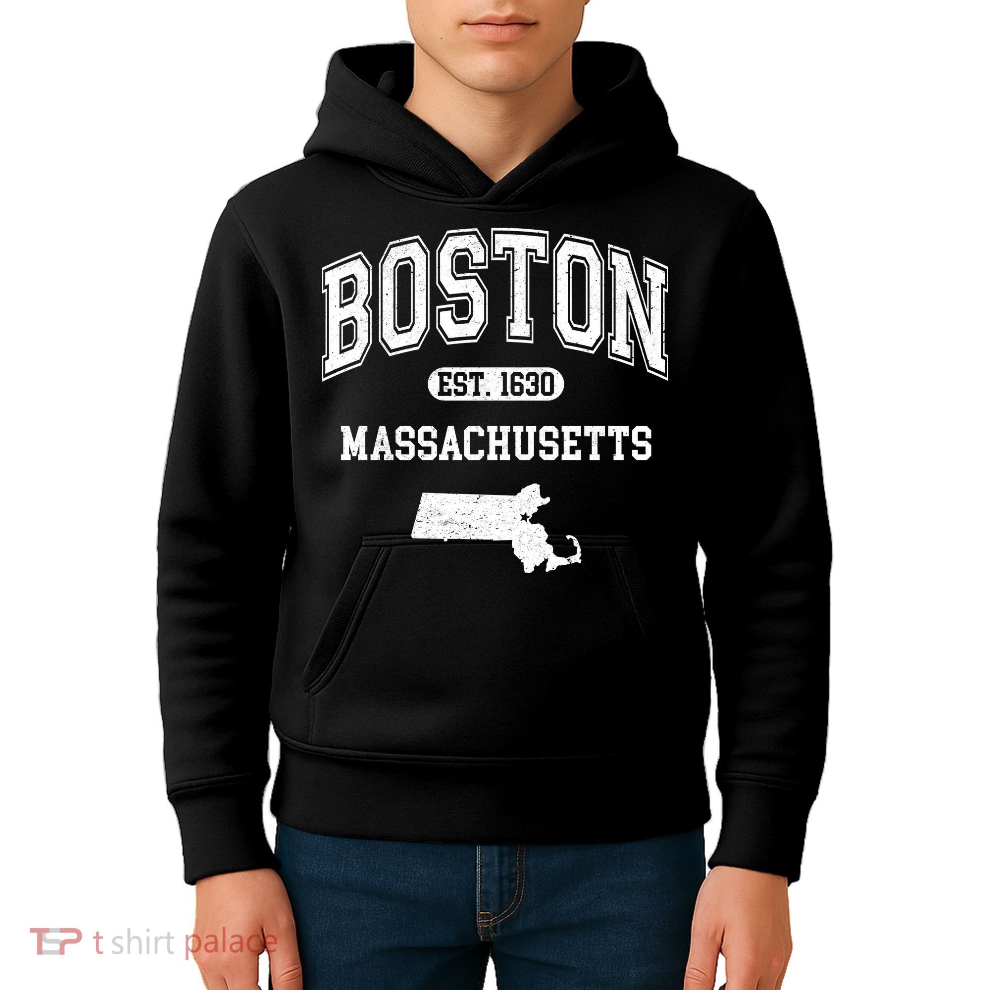 Boston Massachusetts Est. 1630 Varsity Kids Hoodie