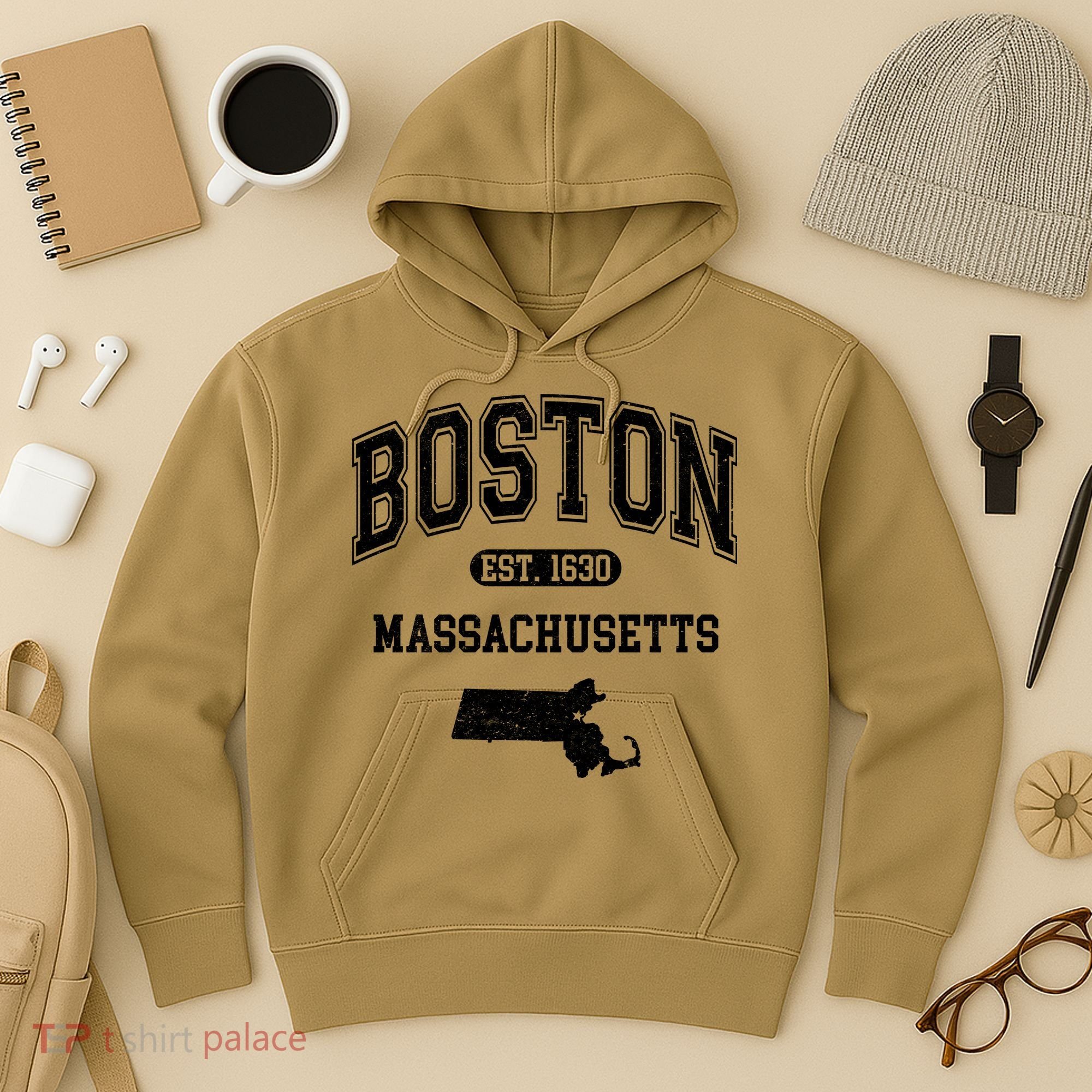Boston Massachusetts Est. 1630 Varsity Hoodie