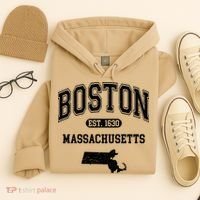Boston Massachusetts Est. 1630 Varsity Hoodie thumb 4