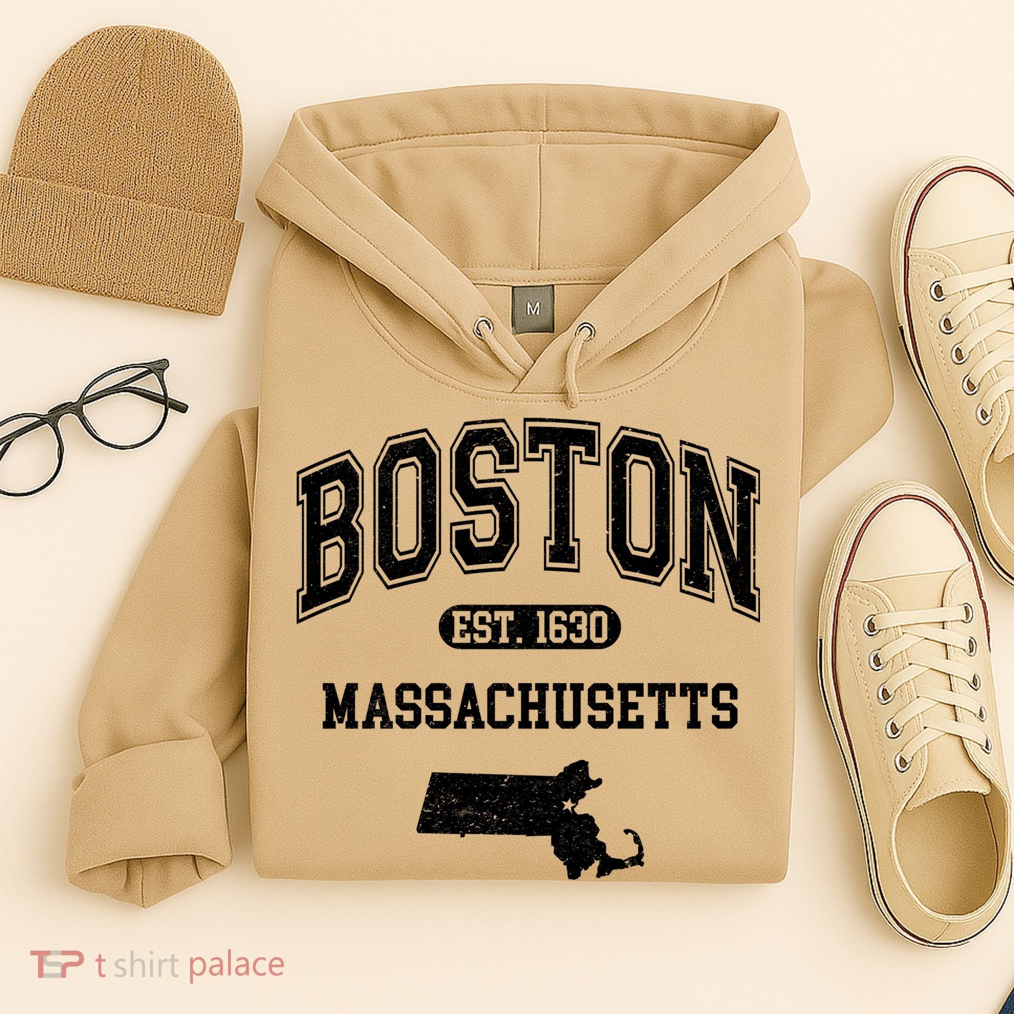 Boston Massachusetts Est. 1630 Varsity Hoodie
