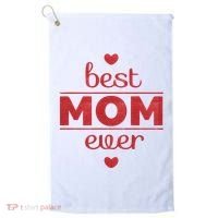 Best Mom Ever Heart Gift Golf Towel thumb 0