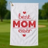 Best Mom Ever Heart Gift Golf Towel thumb 1