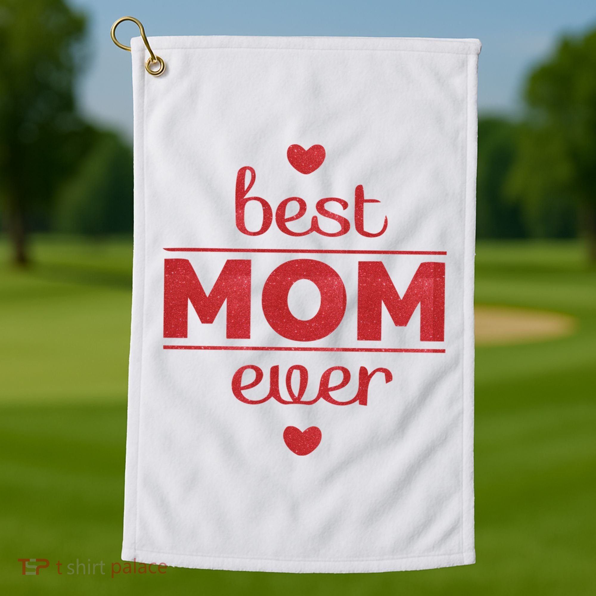 Best Mom Ever Heart Gift Golf Towel