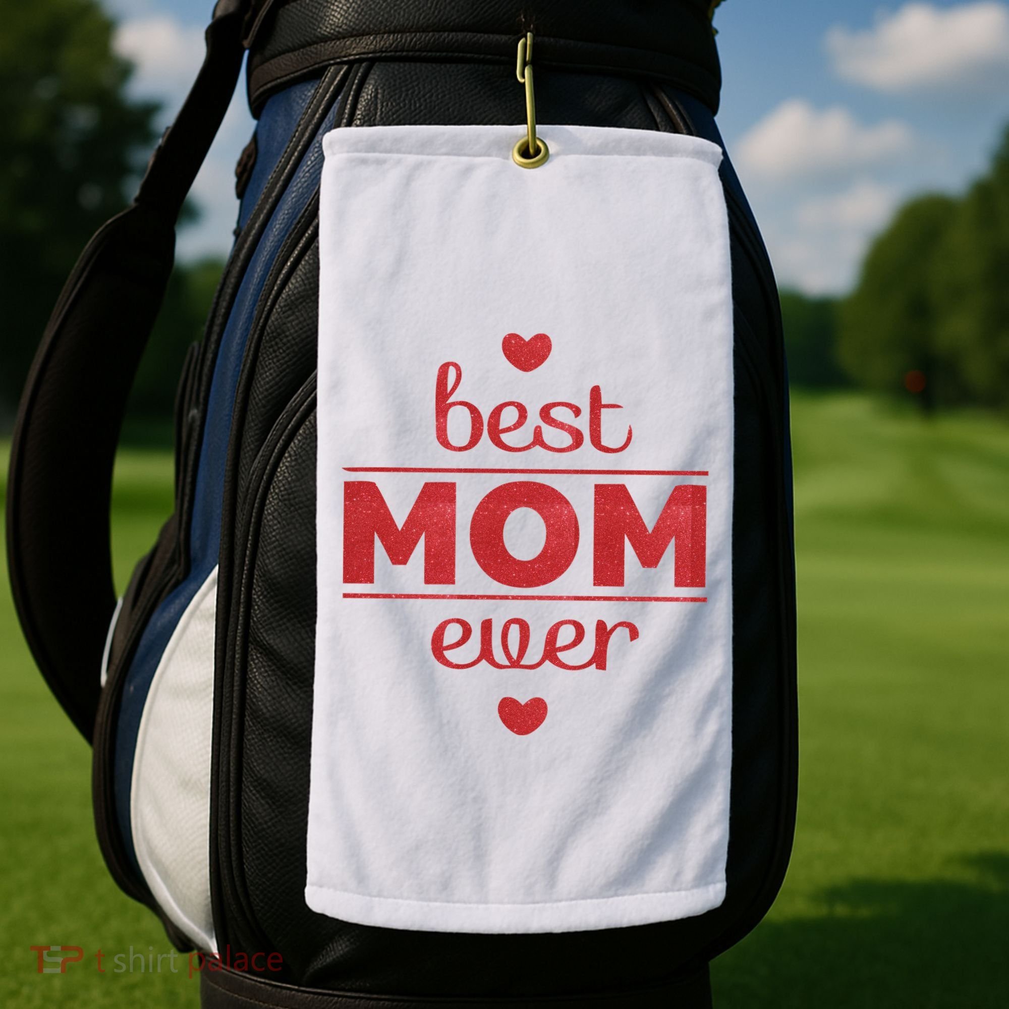 Best Mom Ever Heart Gift Golf Towel