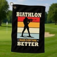 Biathlon Makes Everything Better Biathlon Golf Towel thumb 1