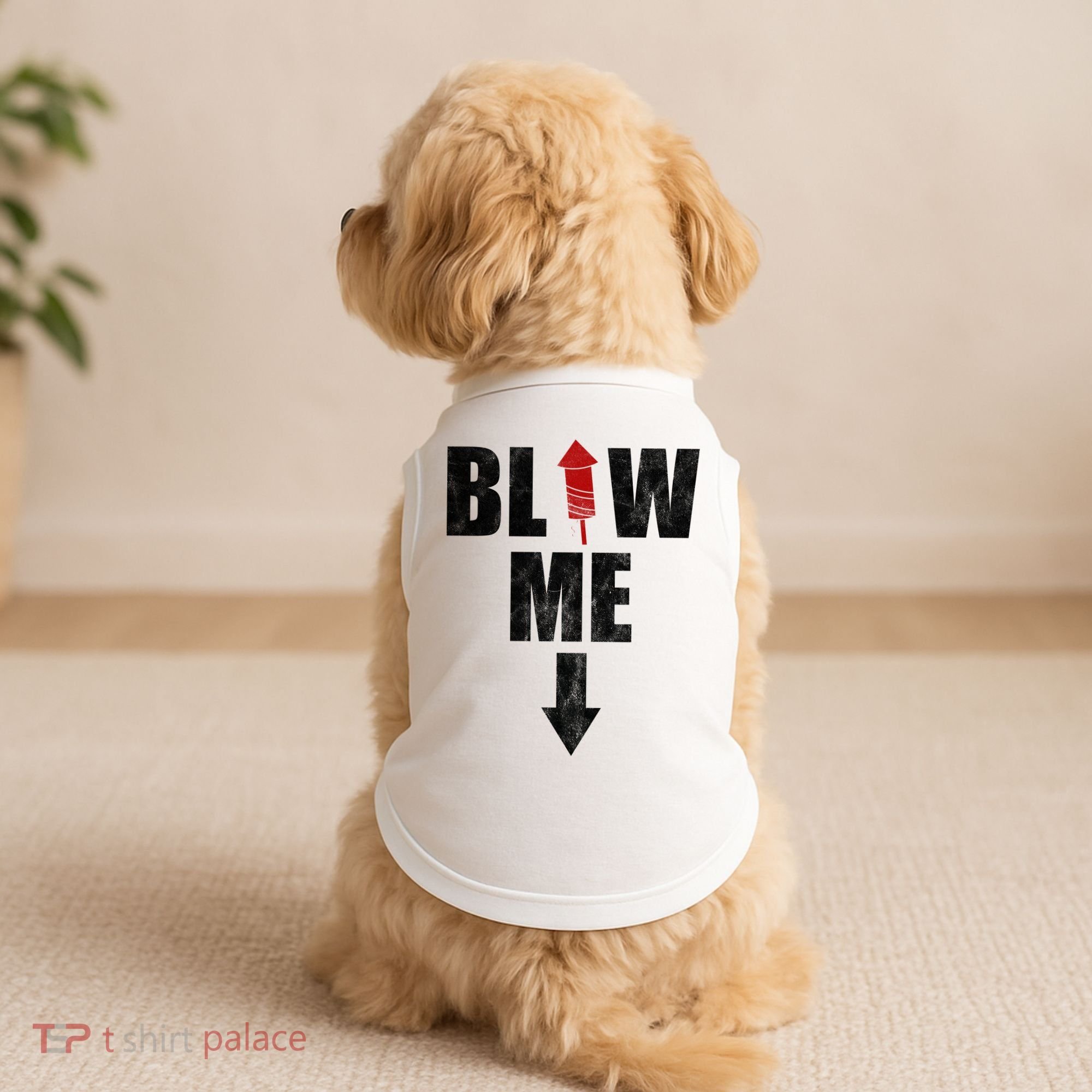 Blow Me Fireworks Firecracker Funny July 4th Doggie Tank
