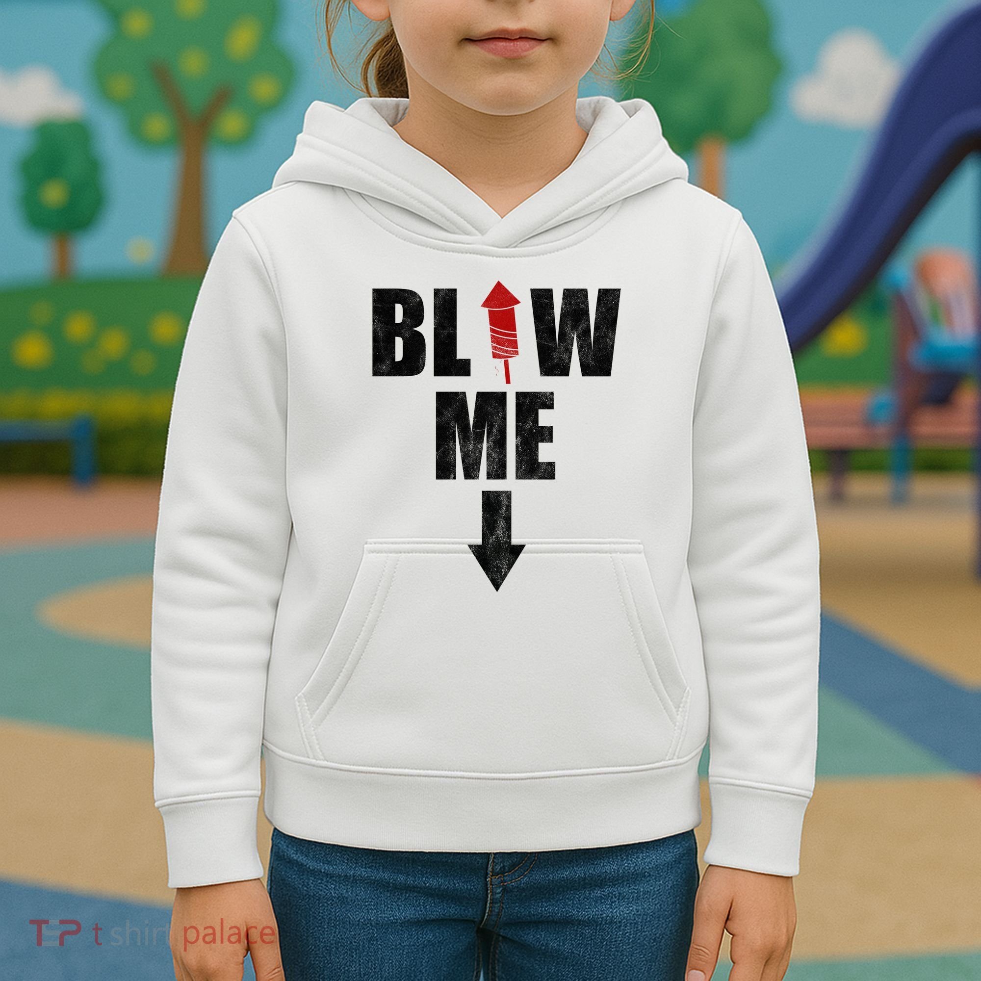 Blow Me Fireworks Firecracker Funny July 4th Kids Hoodie