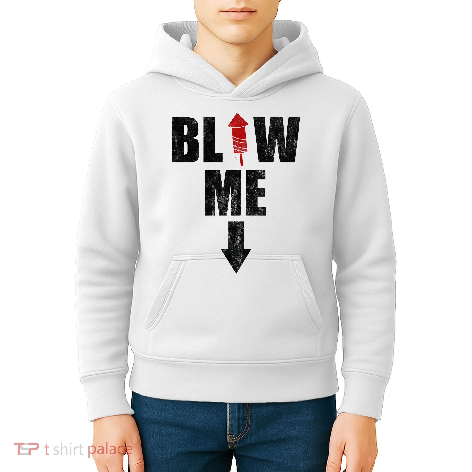 Blow Me Fireworks Firecracker Funny July 4th Kids Hoodie