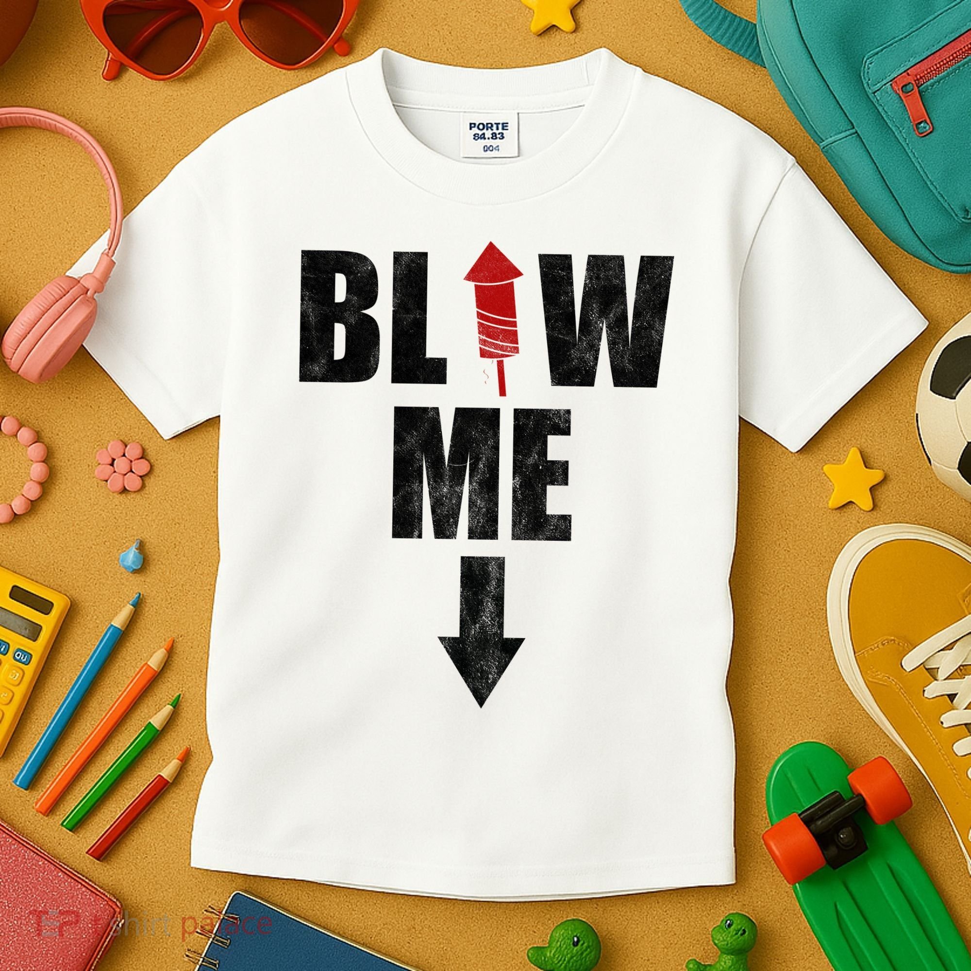 Blow Me Fireworks Firecracker Funny July 4th Kids T-Shirt