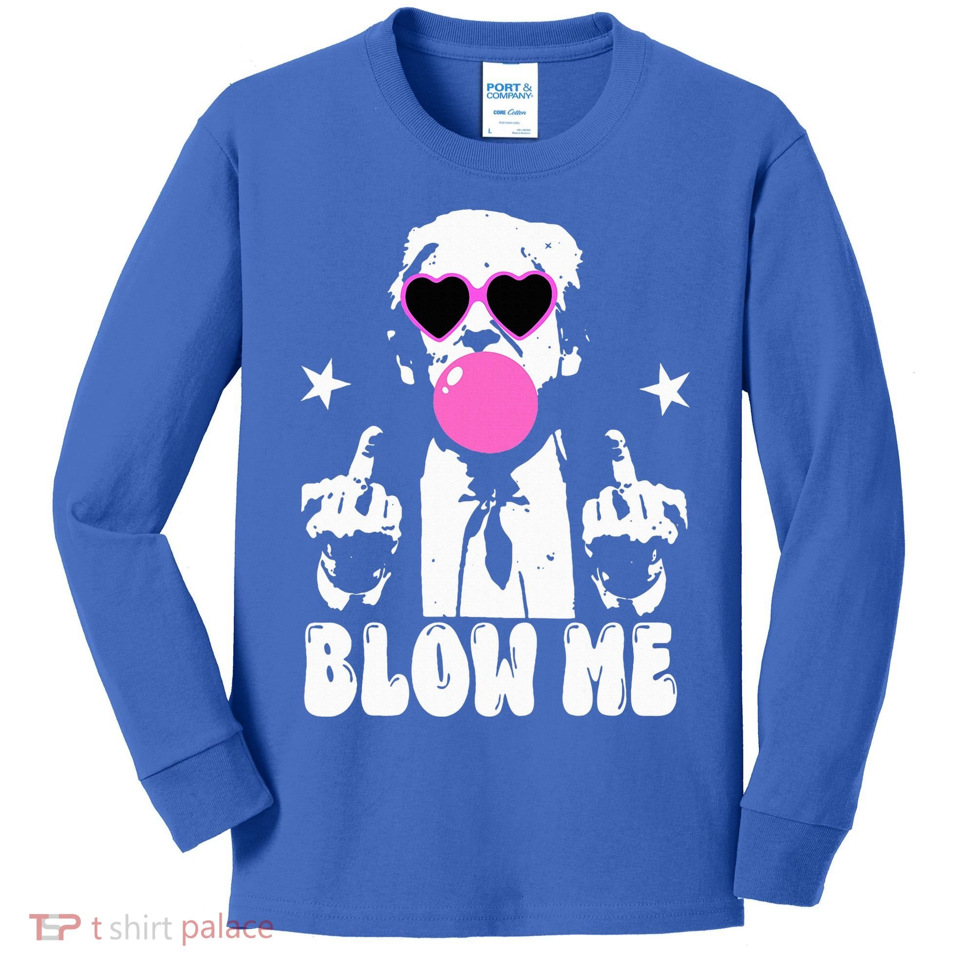 Blow Me Funny Trump Kids Long Sleeve Shirt