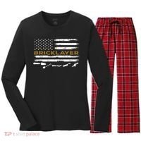 Brick Mason Funny Quote Bricklayer Masonry Construction US Women's Long Sleeve Flannel Pajama Set  thumb 0