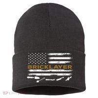 Brick Mason Funny Quote Bricklayer Masonry Construction US Sustainable Knit Beanie thumb 0