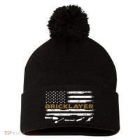 Brick Mason Funny Quote Bricklayer Masonry Construction US Pom Pom 12in Knit Beanie thumb 0