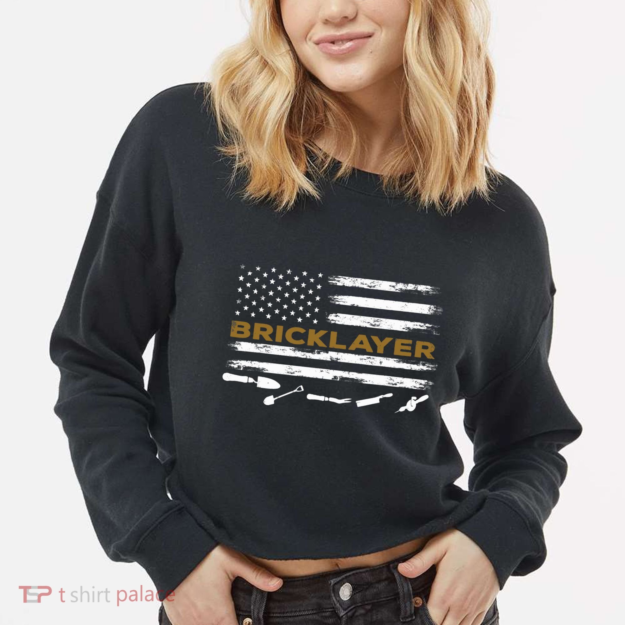 Brick Mason Funny Quote Bricklayer Masonry Construction US Cropped Pullover Crew