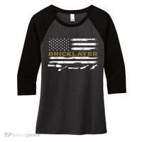 Brick Mason Funny Quote Bricklayer Masonry Construction US Women's Tri-Blend 3/4-Sleeve Raglan Shirt thumb 0