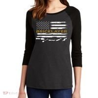 Brick Mason Funny Quote Bricklayer Masonry Construction US Women's Tri-Blend 3/4-Sleeve Raglan Shirt thumb 2