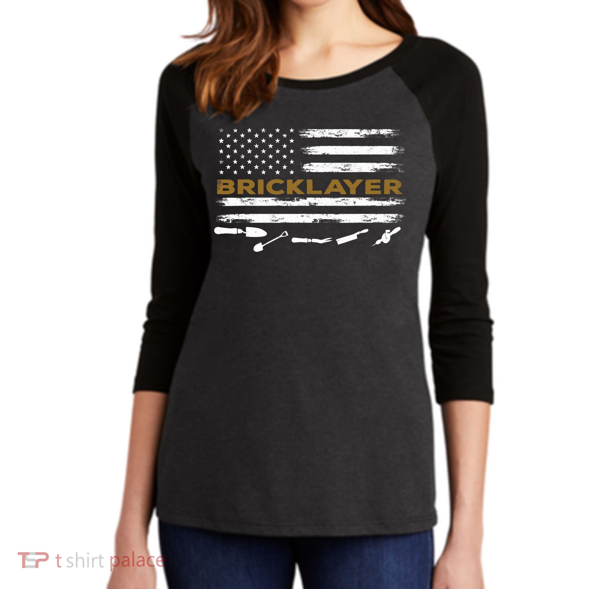 Brick Mason Funny Quote Bricklayer Masonry Construction US Women's Tri-Blend 3/4-Sleeve Raglan Shirt