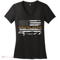 Brick Mason Funny Quote Bricklayer Masonry Construction US Women's V-Neck T-Shirt thumb 0