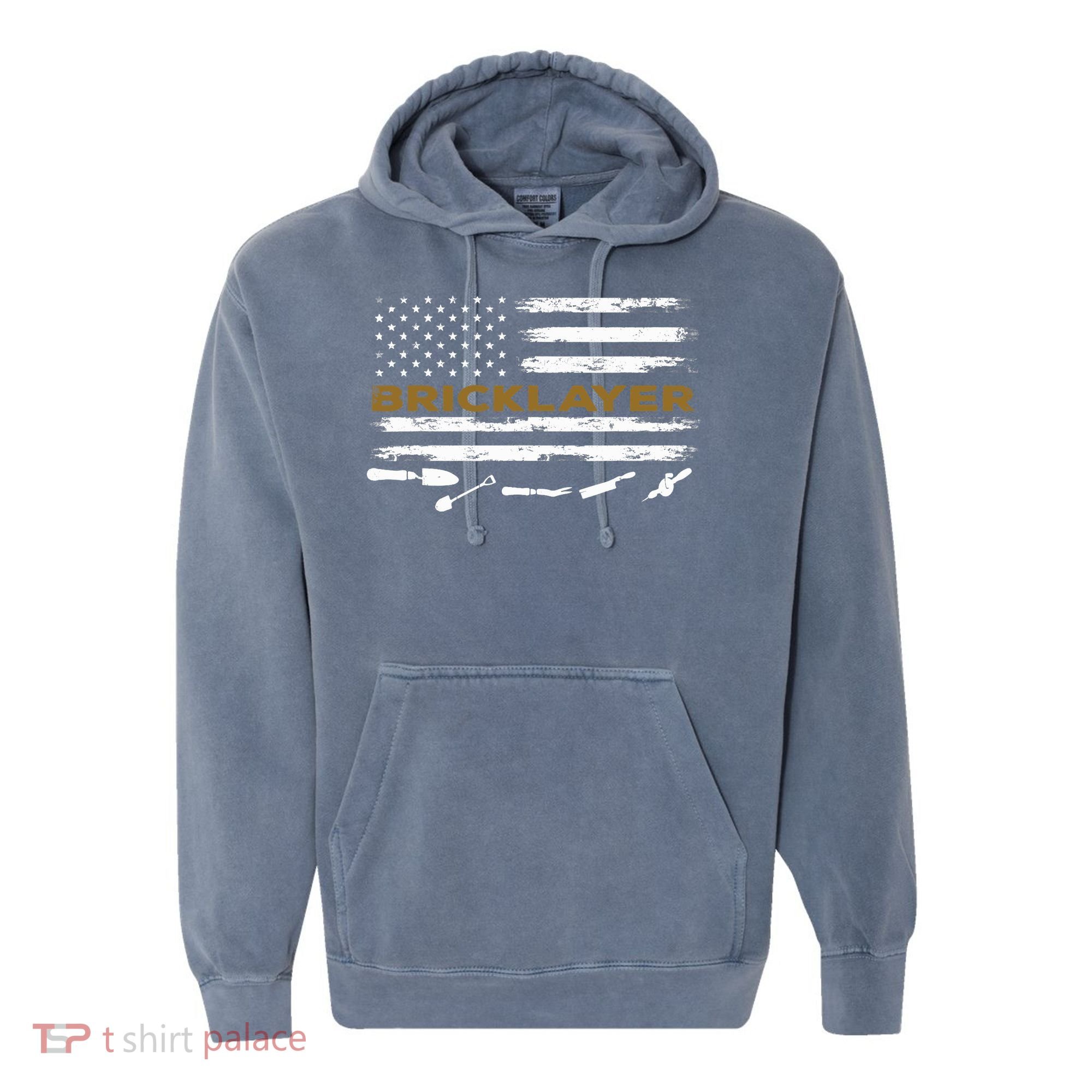 Brick Mason Funny Quote Bricklayer Masonry Construction US Comfort Colors Garment-Dyed Hooded Sweatshirt
