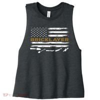 Brick Mason Funny Quote Bricklayer Masonry Construction US Women's Racerback Cropped Tank thumb 0
