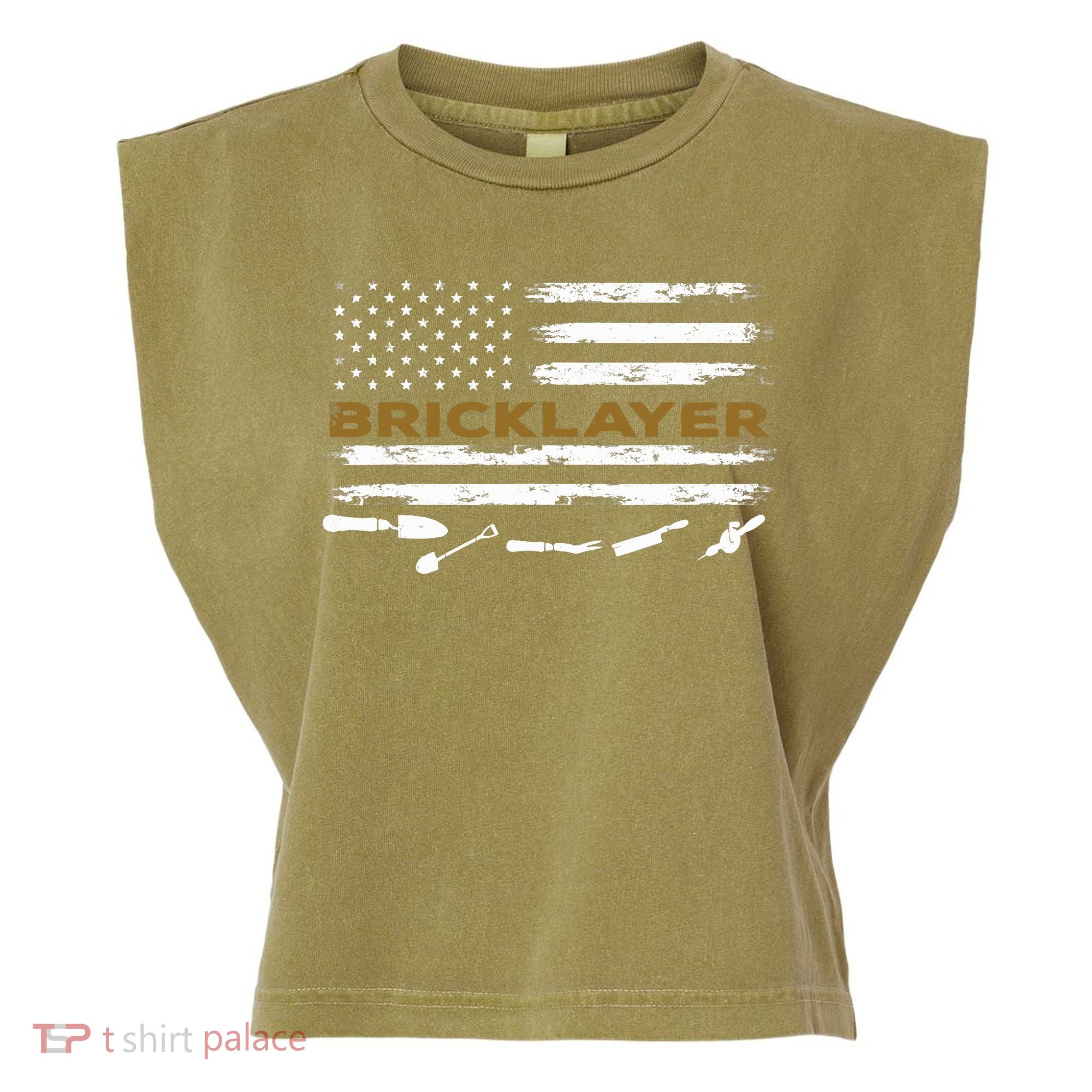 Brick Mason Funny Quote Bricklayer Masonry Construction US Garment-Dyed Women's Muscle Tee