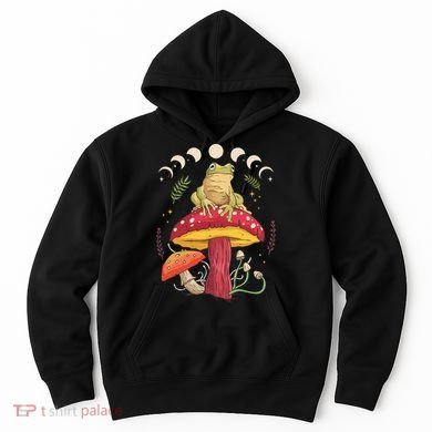 Boho Mushrooms & Frog Cottage Core Aesthetic Goblincore Hoodie