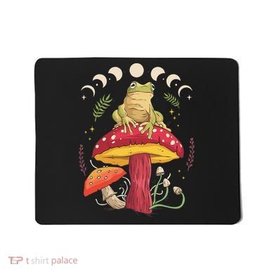 Boho Mushrooms & Frog Cottage Core Aesthetic Goblincore Mousepad