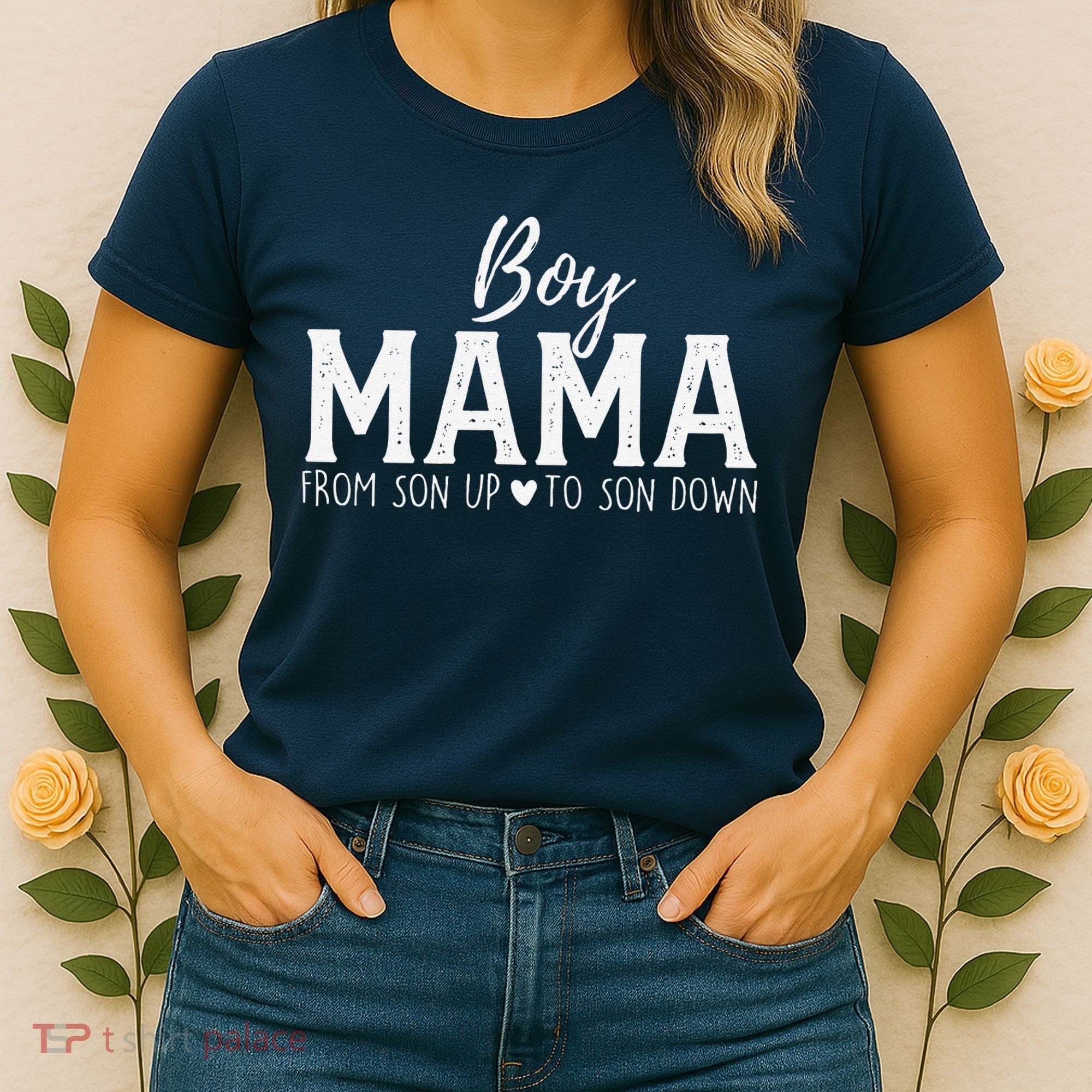 Boy Mama From Son Upto Son Down Funny MotherS Day Fun Mom Women's T-Shirt