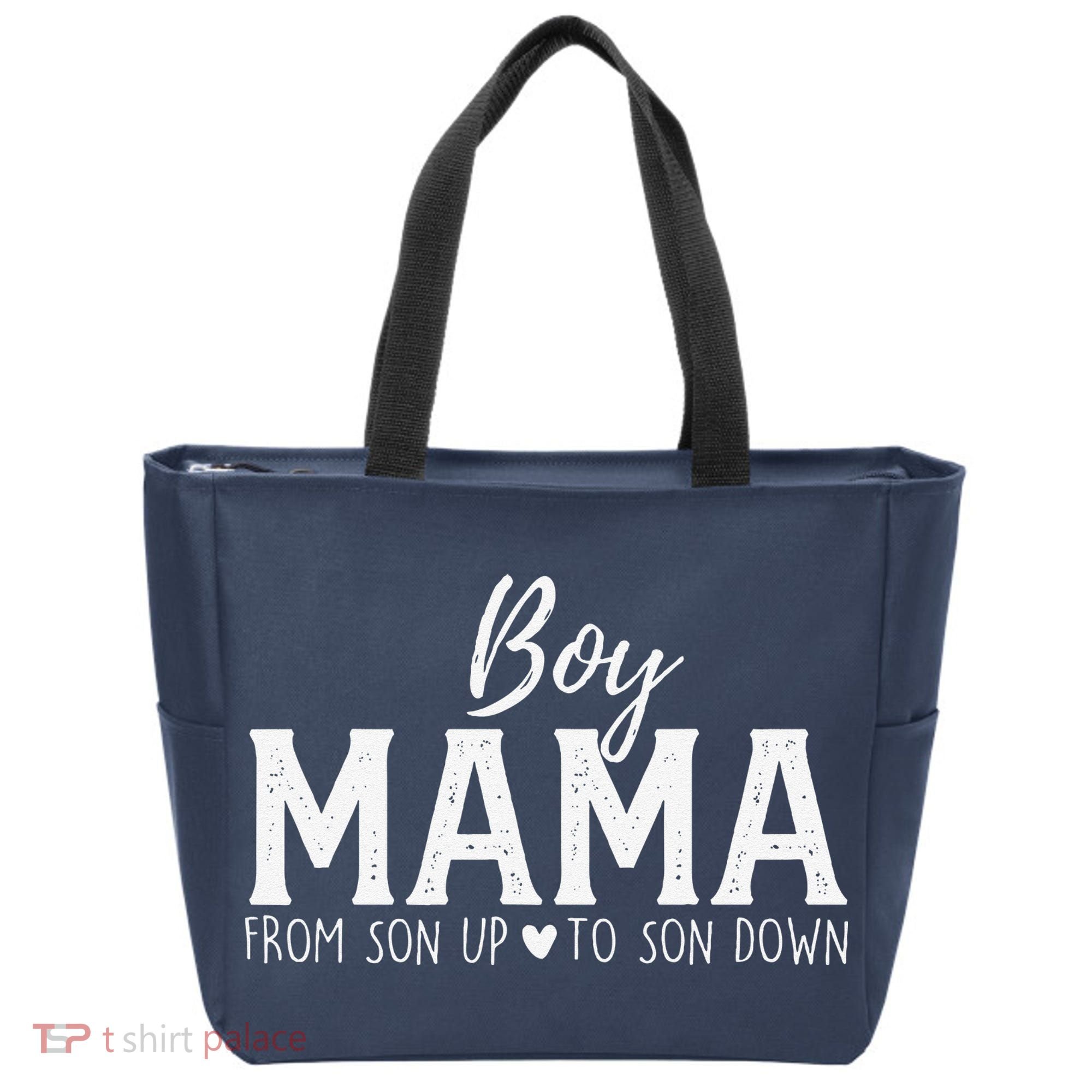 Boy Mama From Son Upto Son Down Funny MotherS Day Fun Mom Tote Bag
