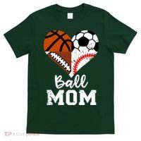 Ball Mom Funny Soccer Football Baseball Basketball Heart T-Shirt thumb 0