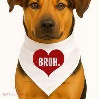 Bruh Meme Funny Valentine USA-Made Doggie Bandana thumb 1