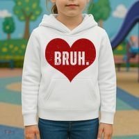 Bruh Meme Funny Valentine Kids Hoodie thumb 3