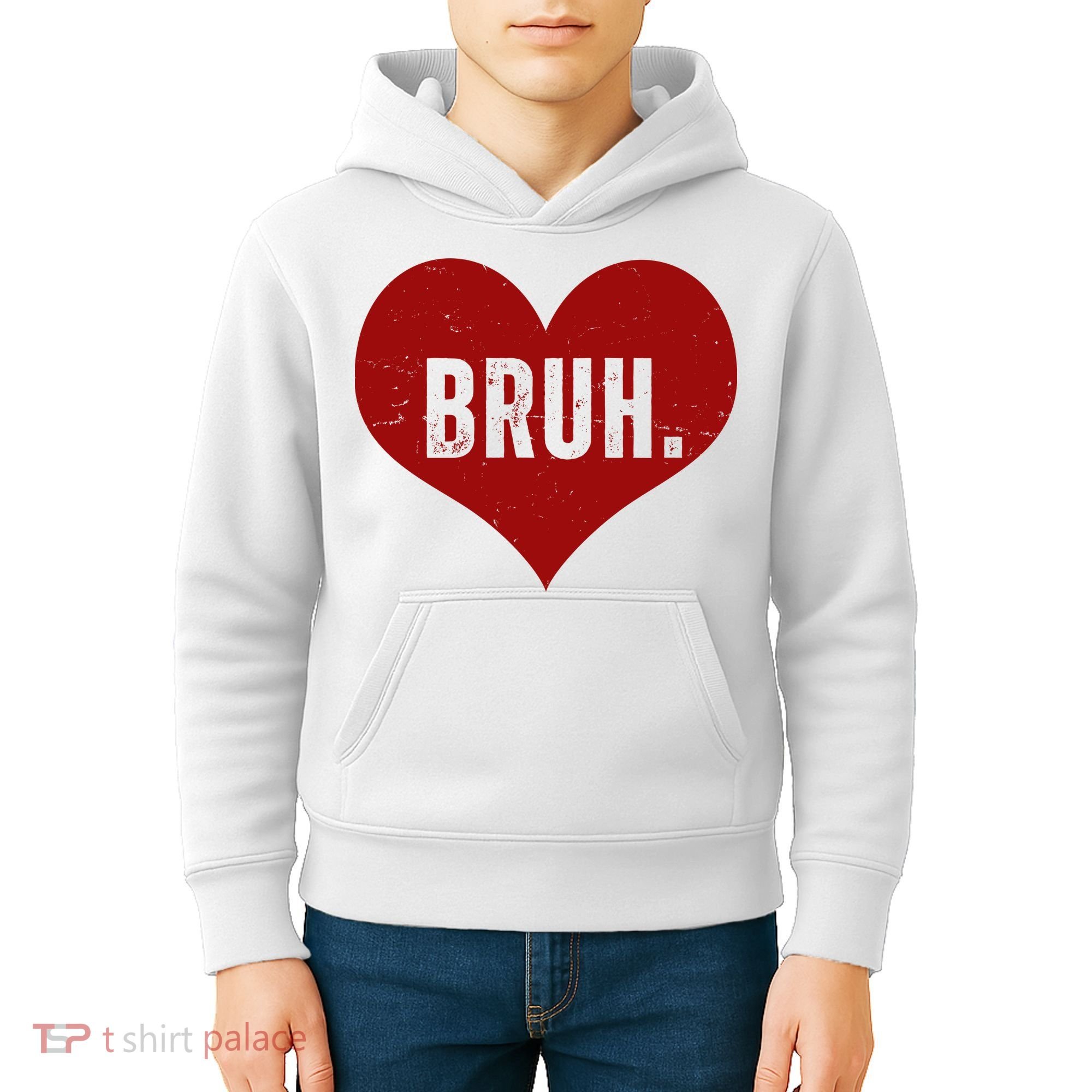 Bruh Meme Funny Valentine Kids Hoodie