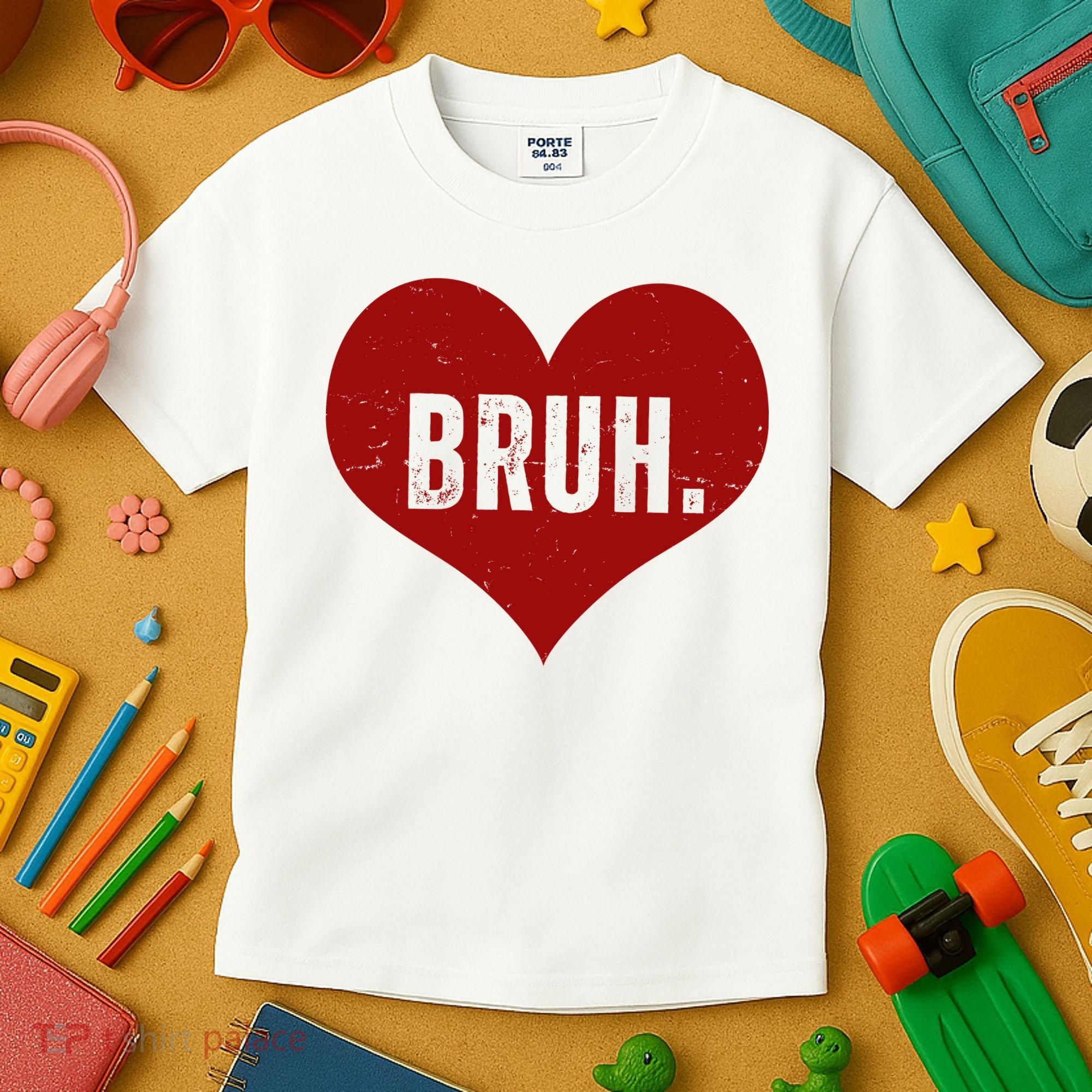 Bruh Meme Funny Valentine Kids T-Shirt