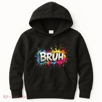 Bruh Meme Funny Saying Teens Graffiti Aesthetic Kids Hoodie thumb 0