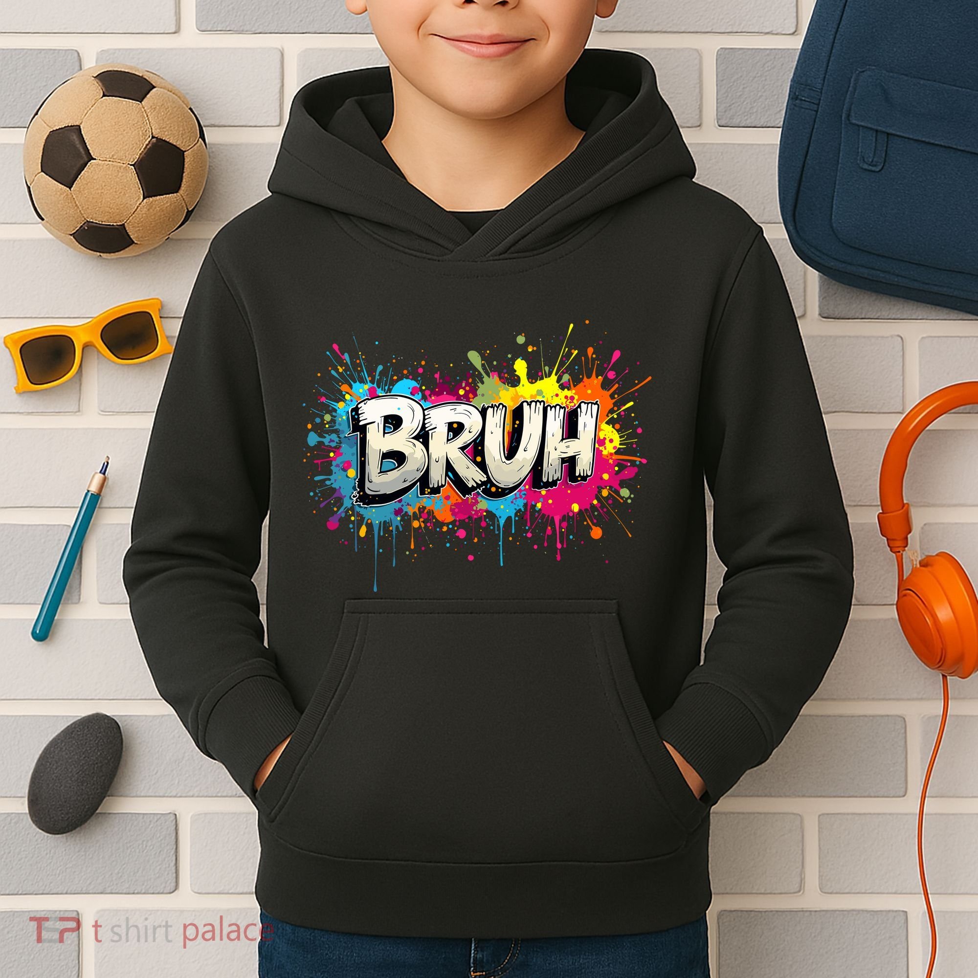 Bruh Meme Funny Saying Teens Graffiti Aesthetic Kids Hoodie