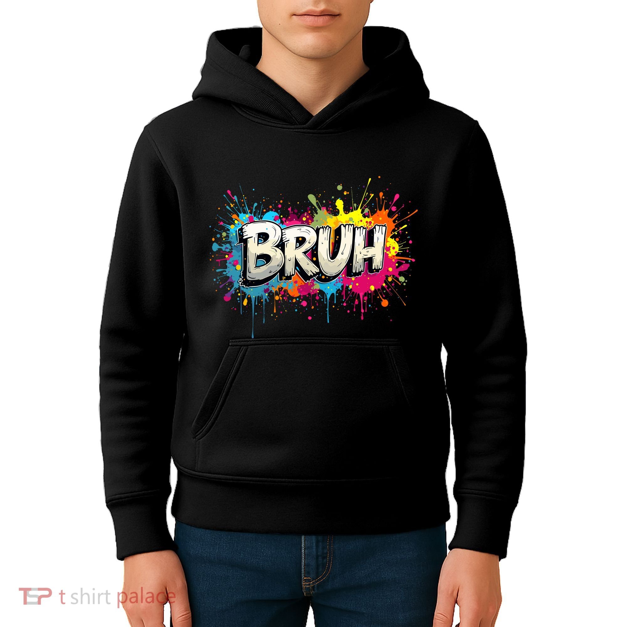 Bruh Meme Funny Saying Teens Graffiti Aesthetic Kids Hoodie