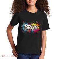 Bruh Meme Funny Saying Teens Graffiti Aesthetic Kids T-Shirt thumb 2