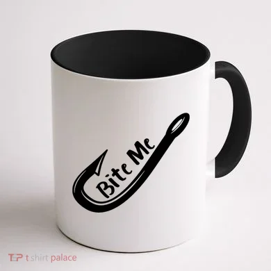 Bite Me Fish Hook Coffee Mug back