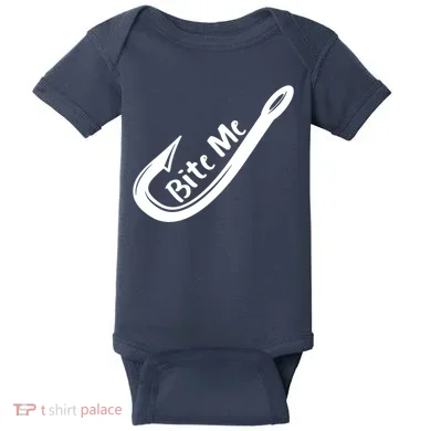 Bite Me Fish Hook Baby Bodysuit