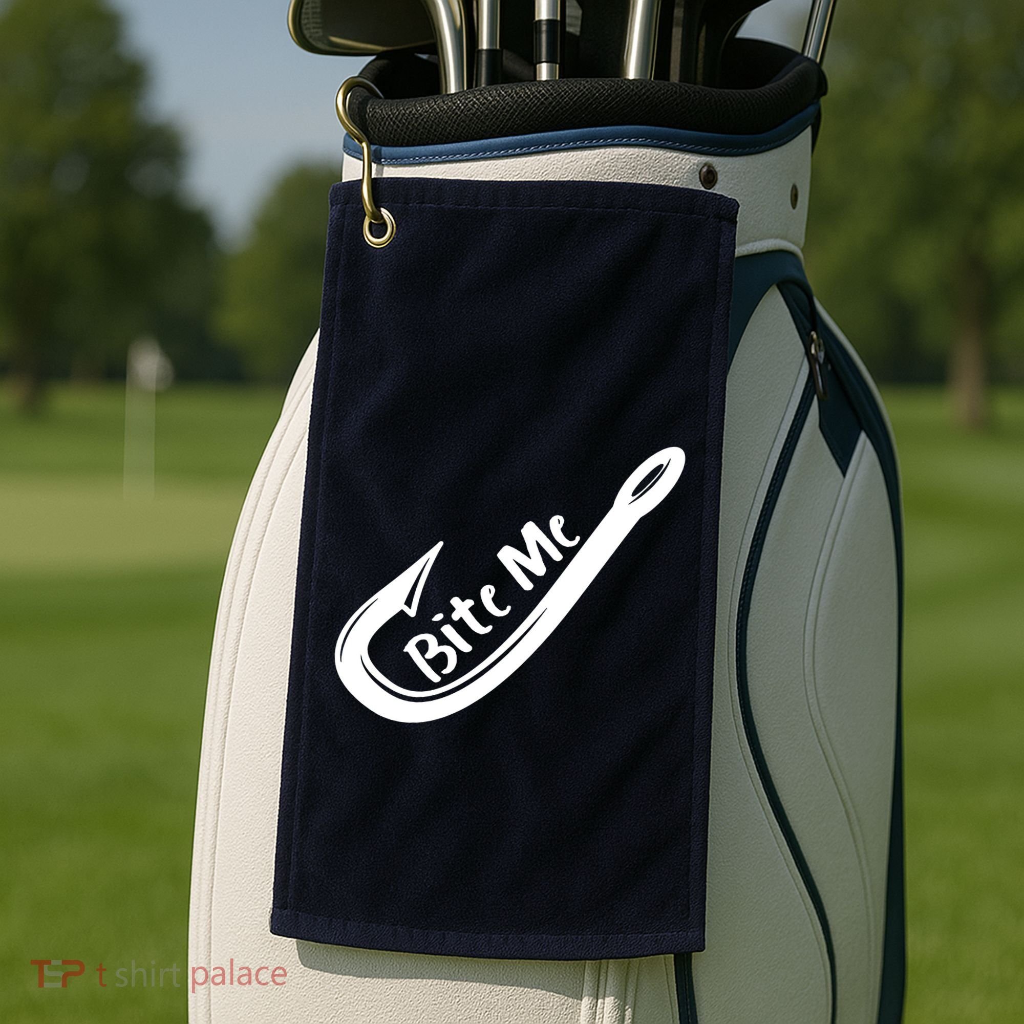 Bite Me Fish Hook Golf Towel