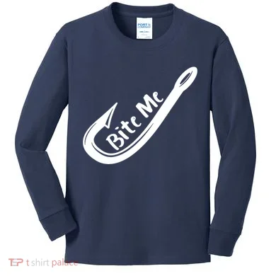 Bite Me Fish Hook Kids Long Sleeve Shirt